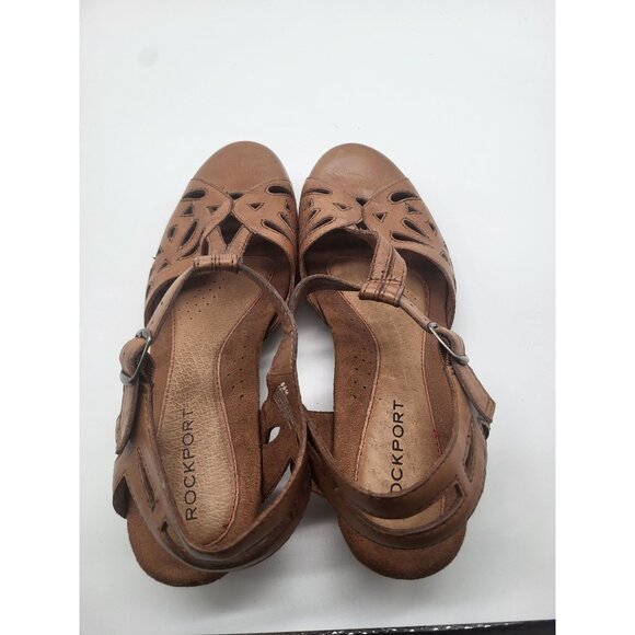ROCKPORT Women's SZ 8.5 Brynn Brown Leather T-Strap Mary Jane comfort sandal - Picture 8 of 8